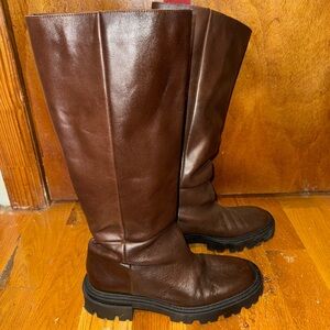 Brown leather boots